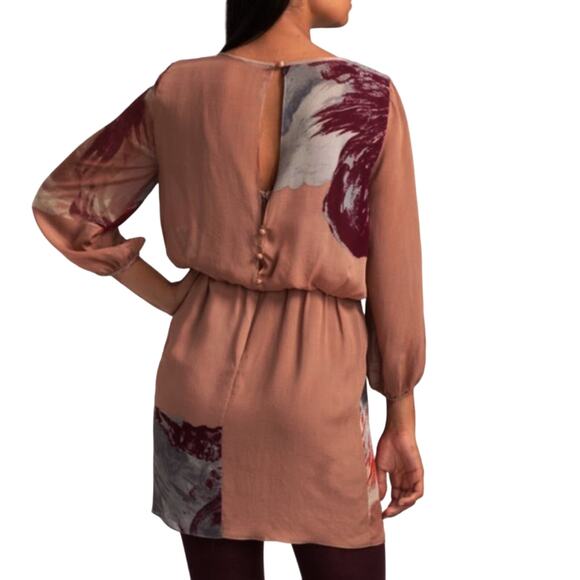 tibi New York Size 6 Viola Silk Chiffon Minidress Abstract Watercolor - Picture 10 of 16